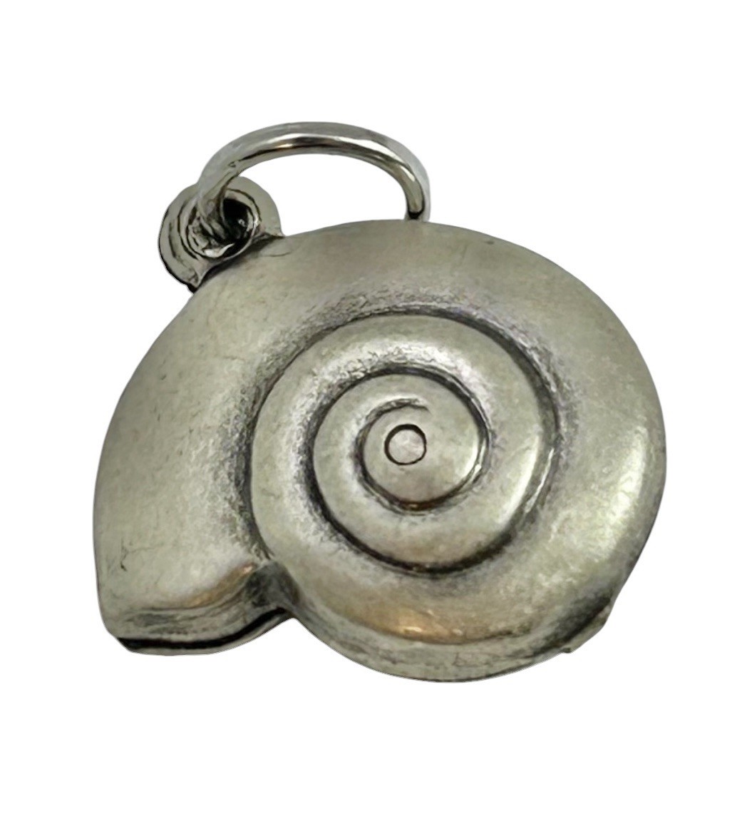 Shell Charm Seashell Pendant Nautical Beach Jewelry Silver Plated Nautilus Shell
