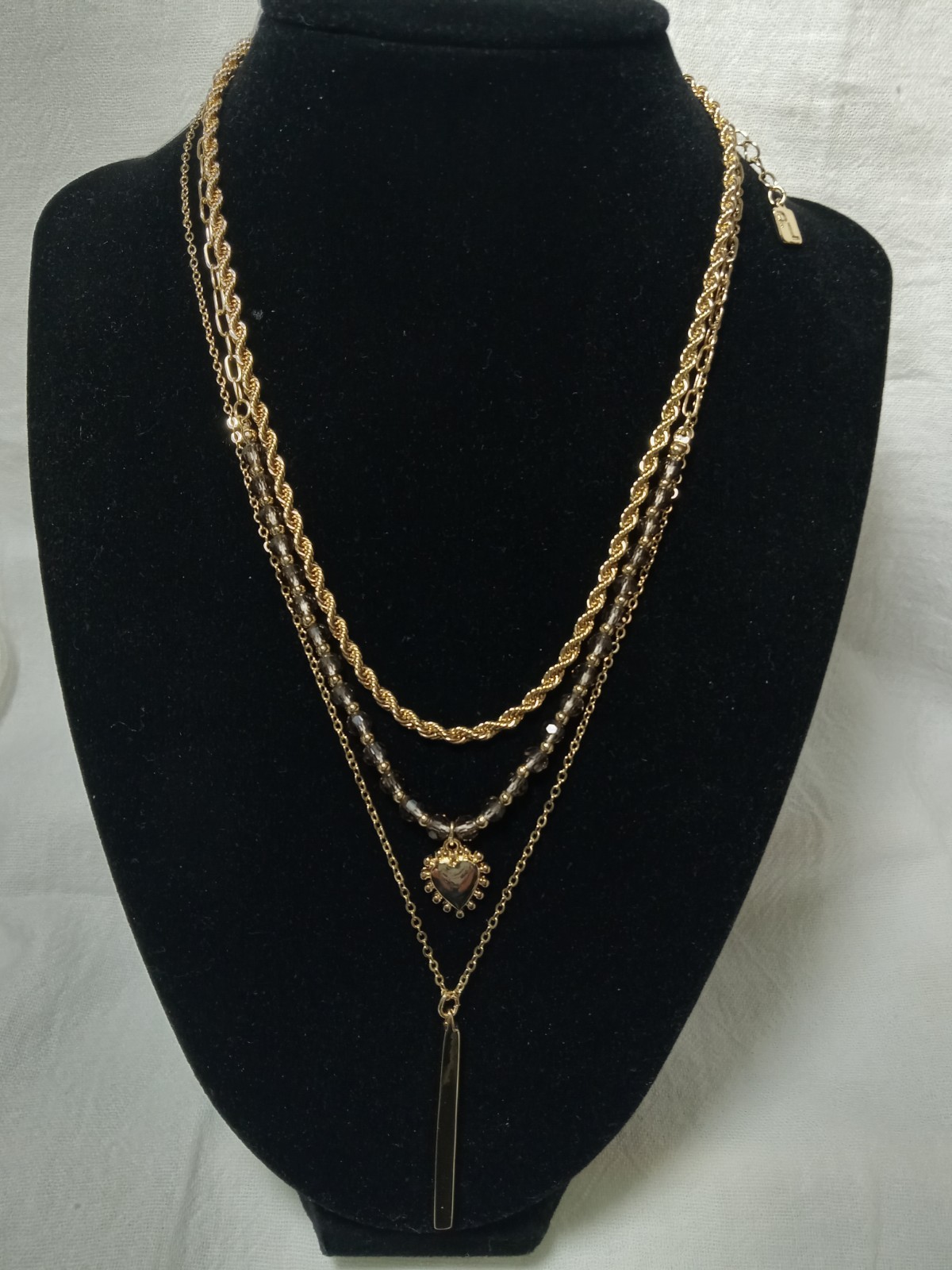 Park Lane 3 In 1 Gold Tone Smokey Faceted Beads 15″,16″,18″ & 3″ Ext. Necklace