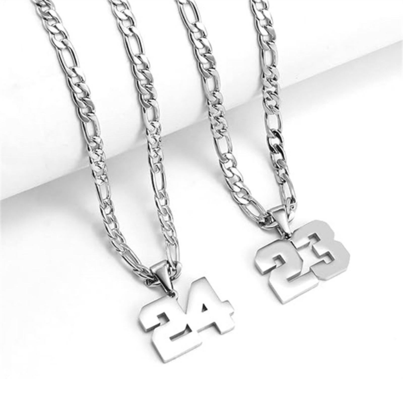 #00-#99 SPORTS FOOTBALL NUMBER Pendant Charm / 24IN STAINLESS CHAIN NECKLACE