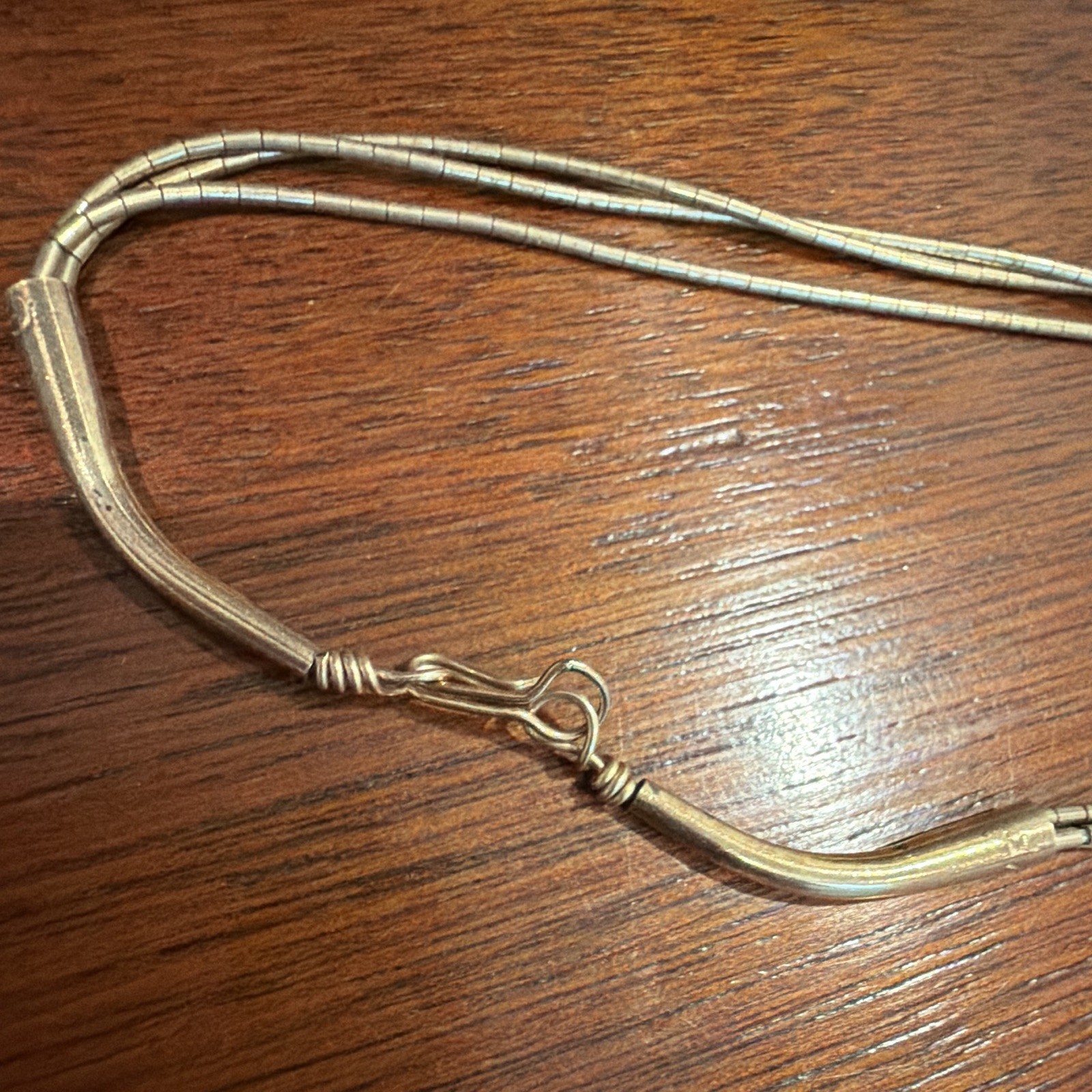 Vintage Navajo Liquid Gold Filled 3 Strand Layered Turquoise Necklace 10″ Fine