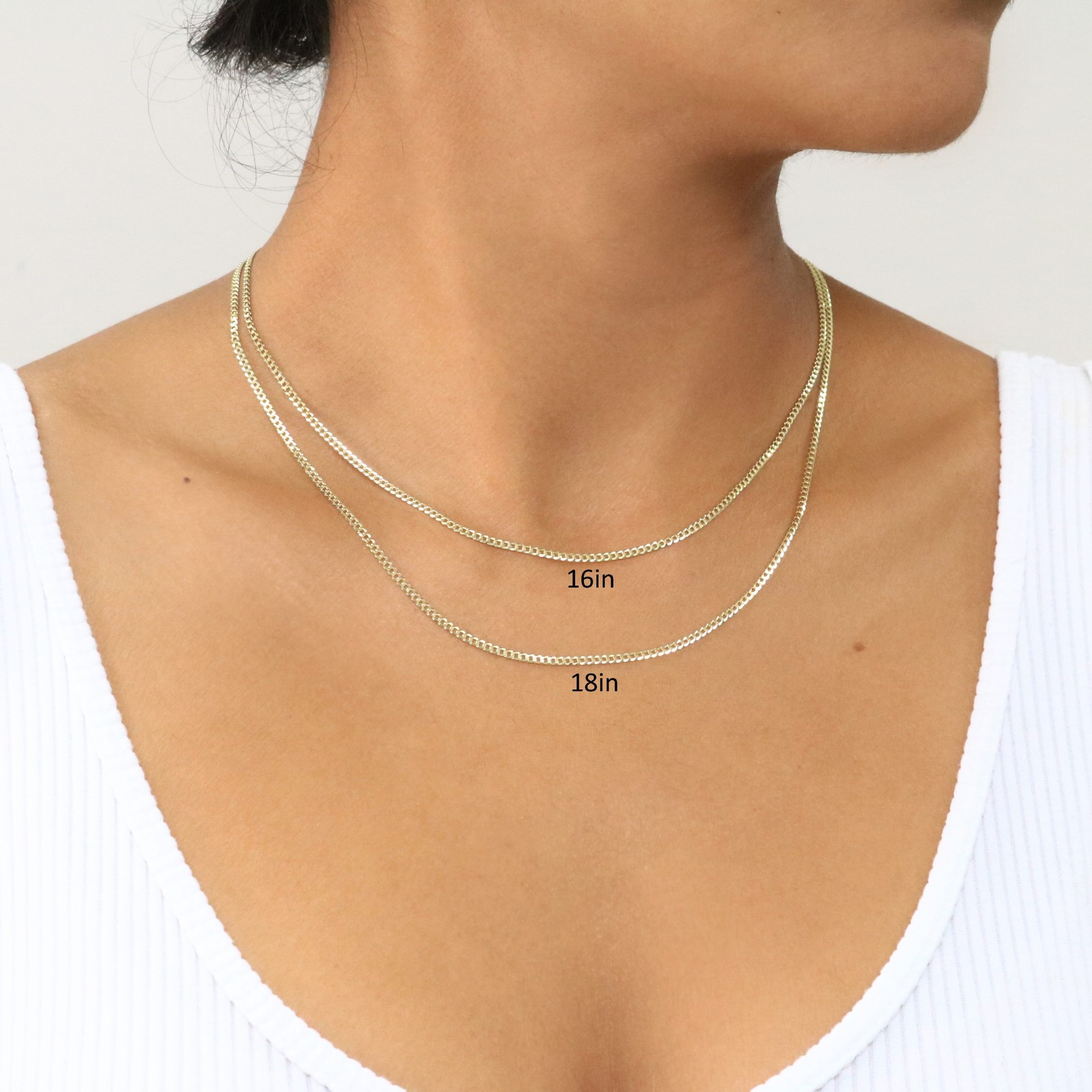 14K Yellow Gold 2mm Solid Curb Cuban Chain Link Mens Womens Necklace 22″