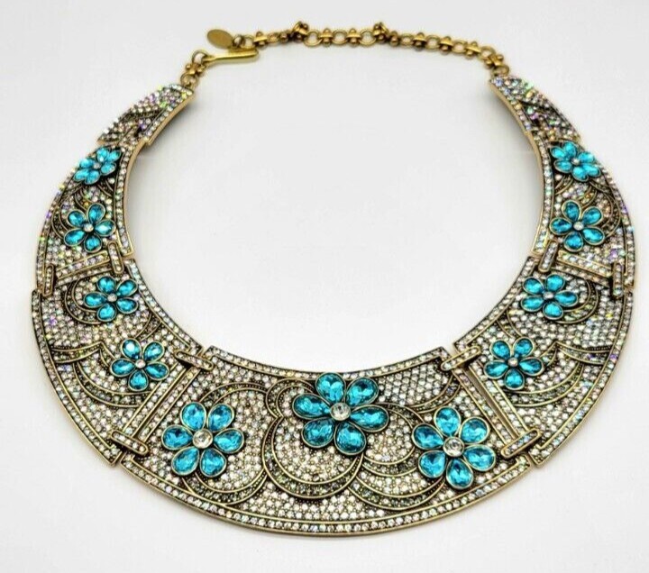 Heidi Daus ‘All That Glitters’ Crystal Floral Hinged Collar + Matching Earrings