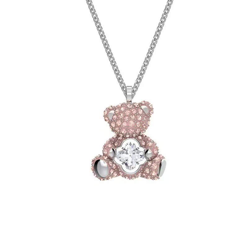 Luxury Teddy Bear Dancing Stone Necklace – Elegant Swarovski Element Bracelet