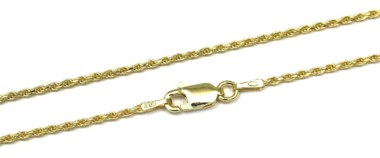 1.4MM YELLOW GOLD ITALIAN SILVER 925 DIAMOND CUT ROPE CHAIN 16″ 18″ 20″ 22″ 24″
