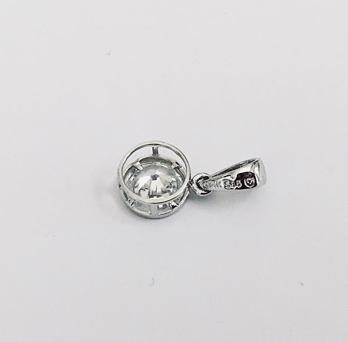 Elegant Solid 14K Yellow / White Gold Cubic Zirconia Bezel Set Pendants NEW