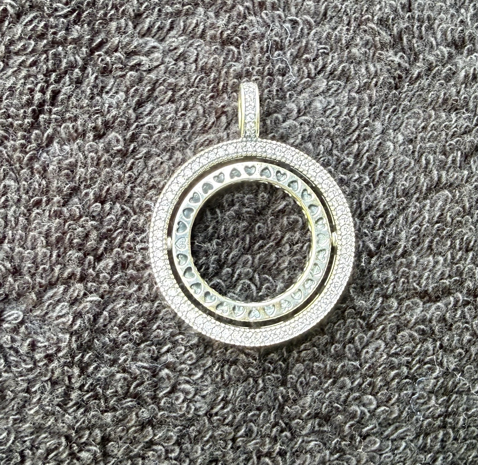 Authentic Pandora Sterling Silver Circular Pave Pendant