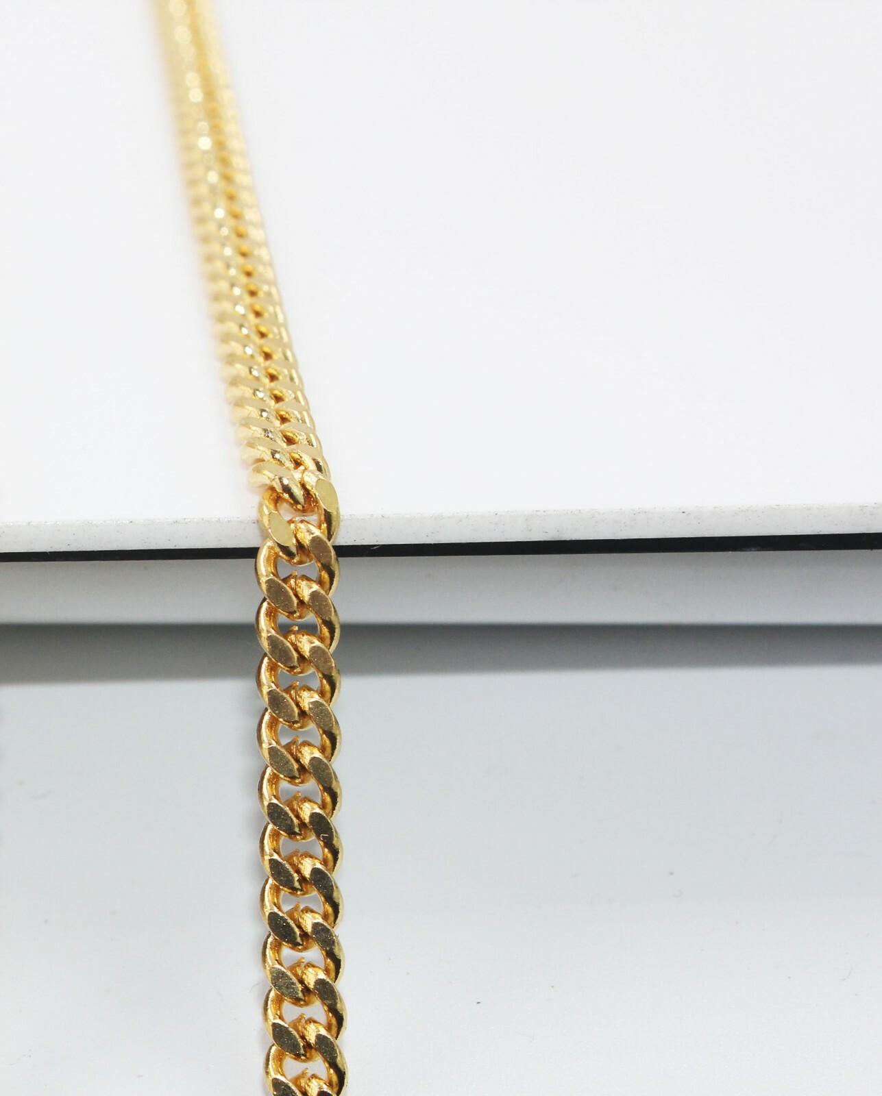 18K Gold over 316L Stainless Steel 5mm Cuban Link Curb Chain Necklace 18 inch