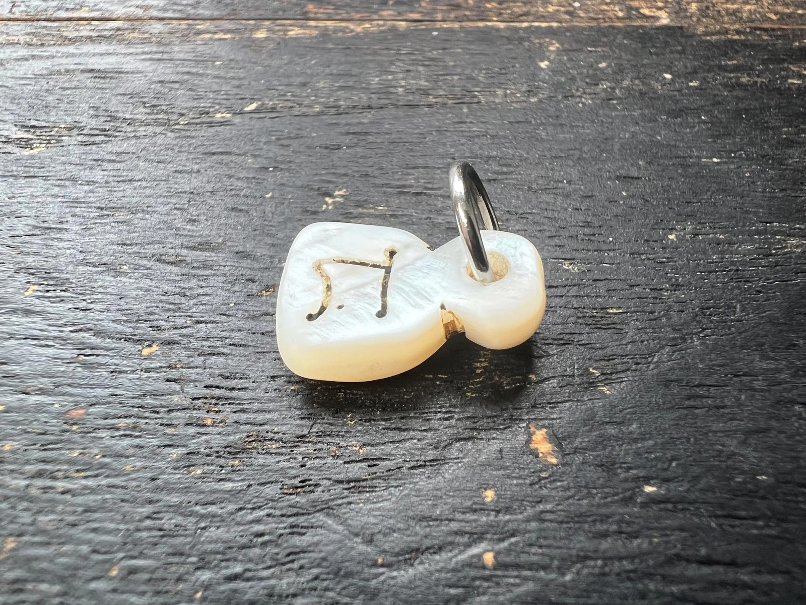 Handcrafted Tibetan Conch Shell Amulet Pendant, Carved Seed Syllable ‘ha’ Symbo