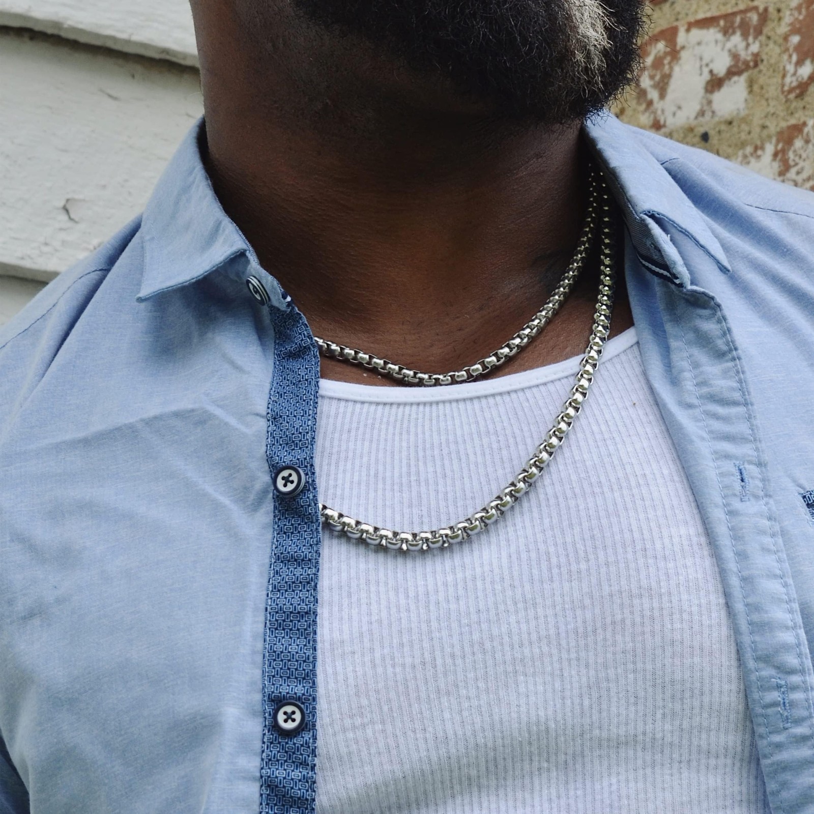 Stainless Steel Chain Necklace for Men 2.5MM Square Rolo Chains Round Box Cha…