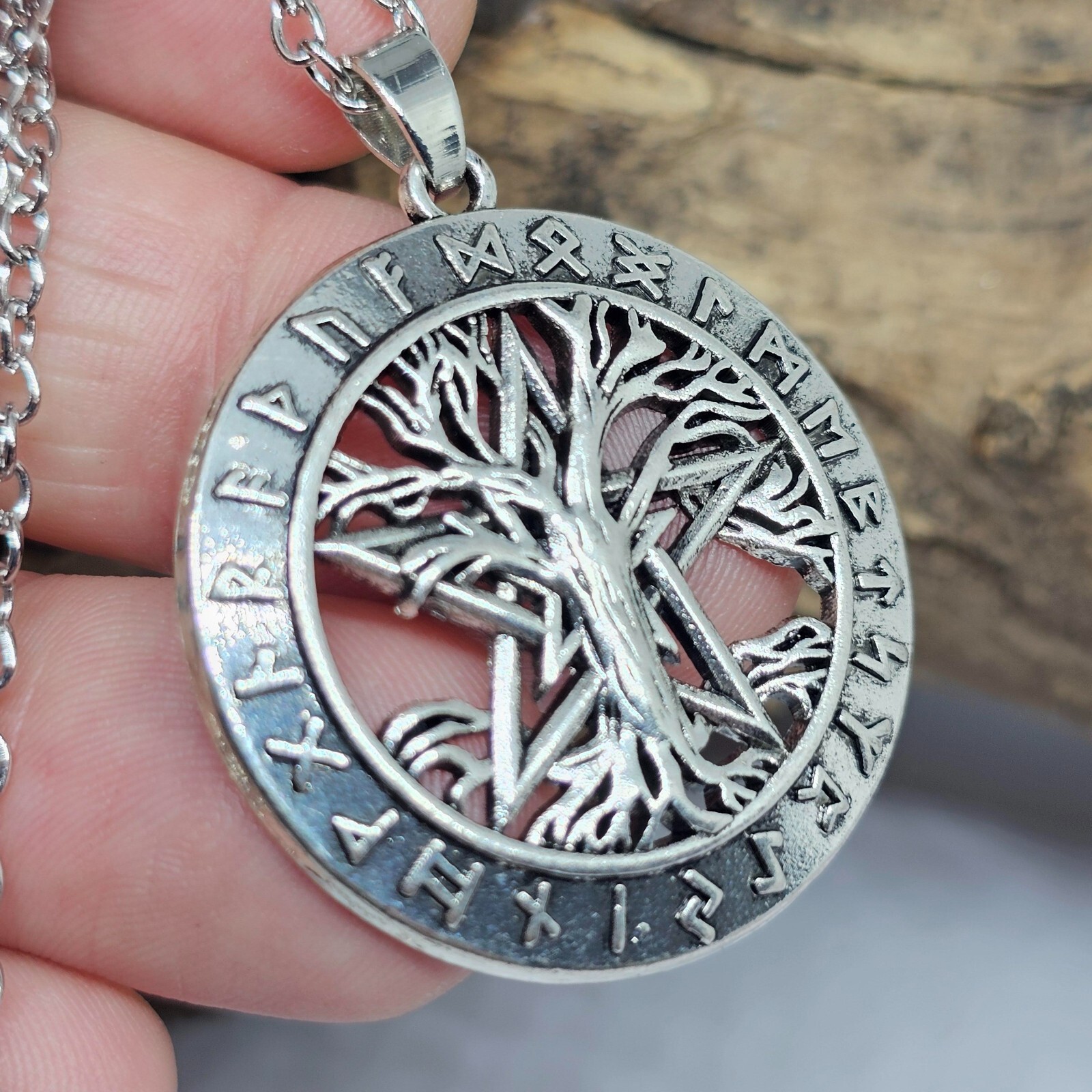 Pentacle Tree of Life Necklace Pendant Chain Necklace Rune Pagan Wicca Jewellery