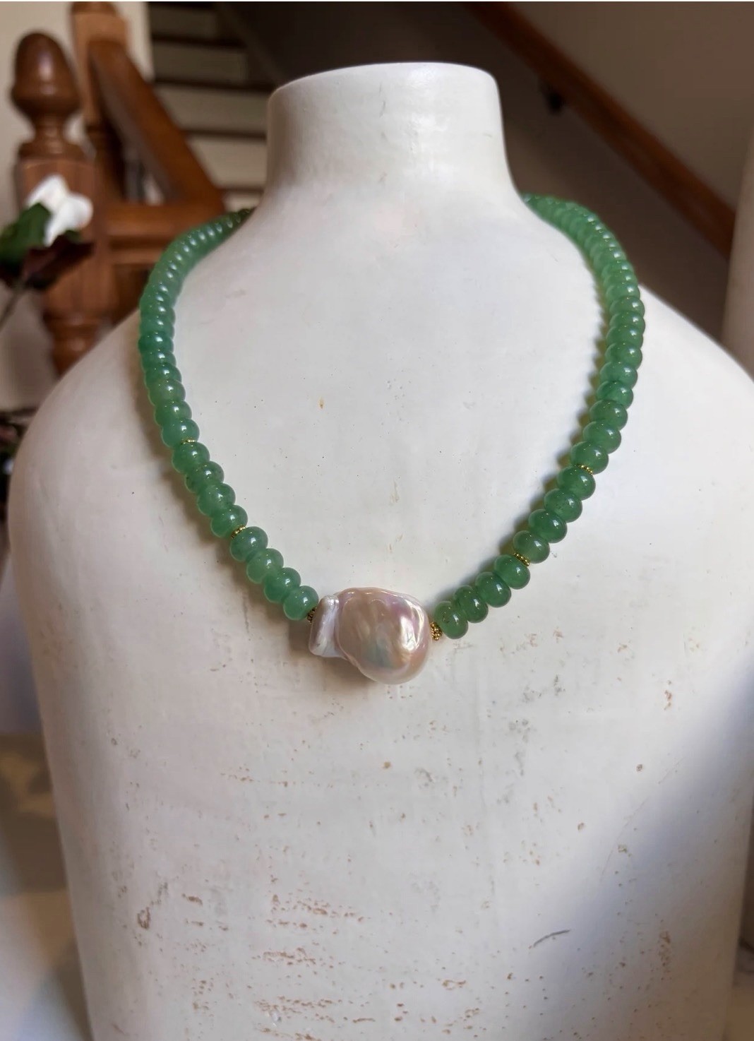 Verde Baroque Keshi Pearl Charm Necklace