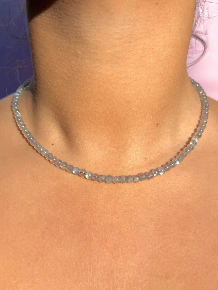 2025Dainty 4mm Labradorite Choker Beaded Women Necklace Perfect Gift Mother‘sDay