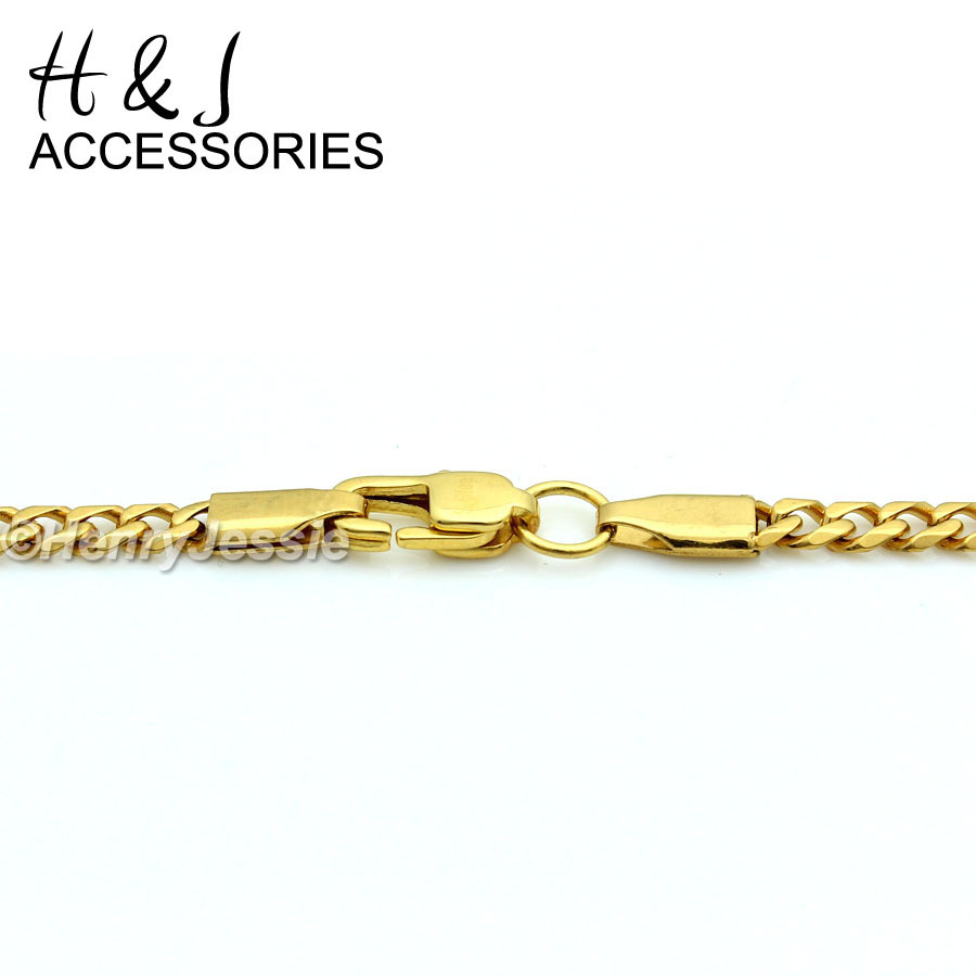 18-36″MEN Stainless Steel 3mm Gold Plated Curb Chain Green Rhinestone Pendant*98