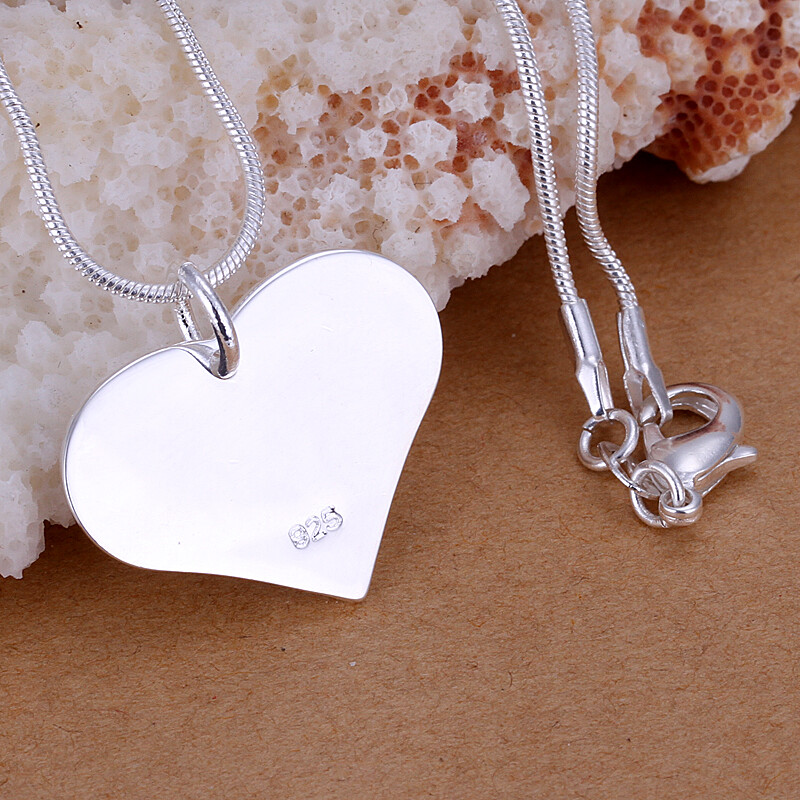 Elegant 925 Sterling Silver Filled SF Heart Pendant Necklace N-A752 Gift woman