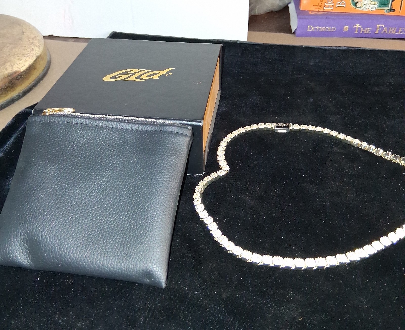 GLD 16 inch cubic zirconia gold plated necklace