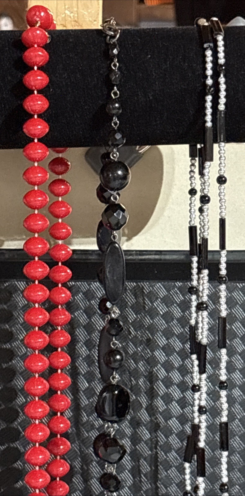 Classic Contrast Beaded Necklace Black, Red & Crystal Mix (5 Pc) Jewelry Bundle