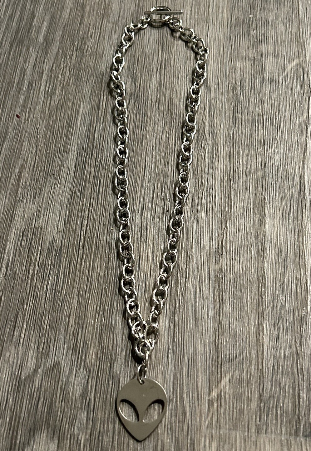 Aurora Jewelry Thick 18” Alloy Chain with Stainless Steel Alien Pendant