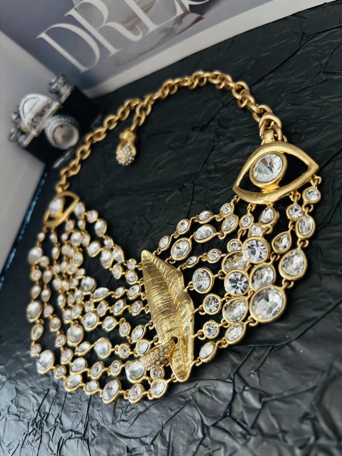 Schiaparelli Women Facial Features Series Multi Layer Crystal Necklace Gift