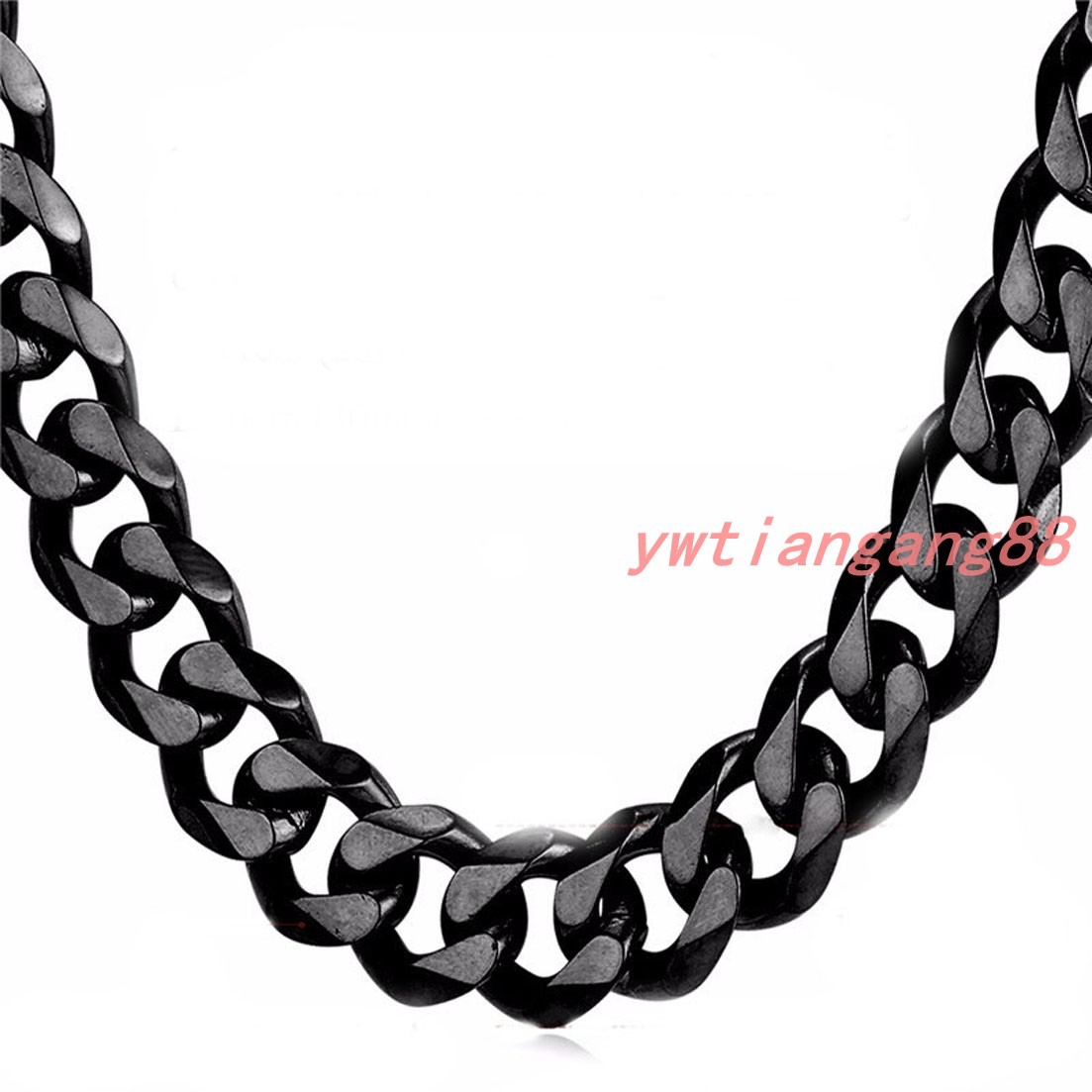 8/10/12/15/17/19mm Men Black Curb Cuban Chain Stainless Steel Necklace 7″~40”