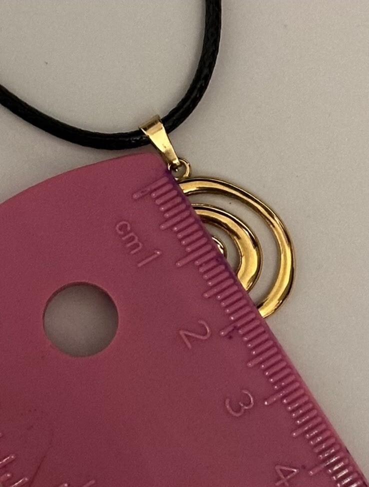 Golden Spiral Swirl Pendant Necklace Black Cord Unisex Women Men Brand New