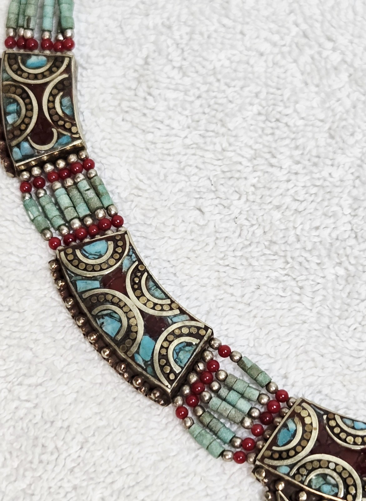 Vintage Nepal Tibetan Necklace Turquoise Tibetan Ethnic Coral Statement Piece