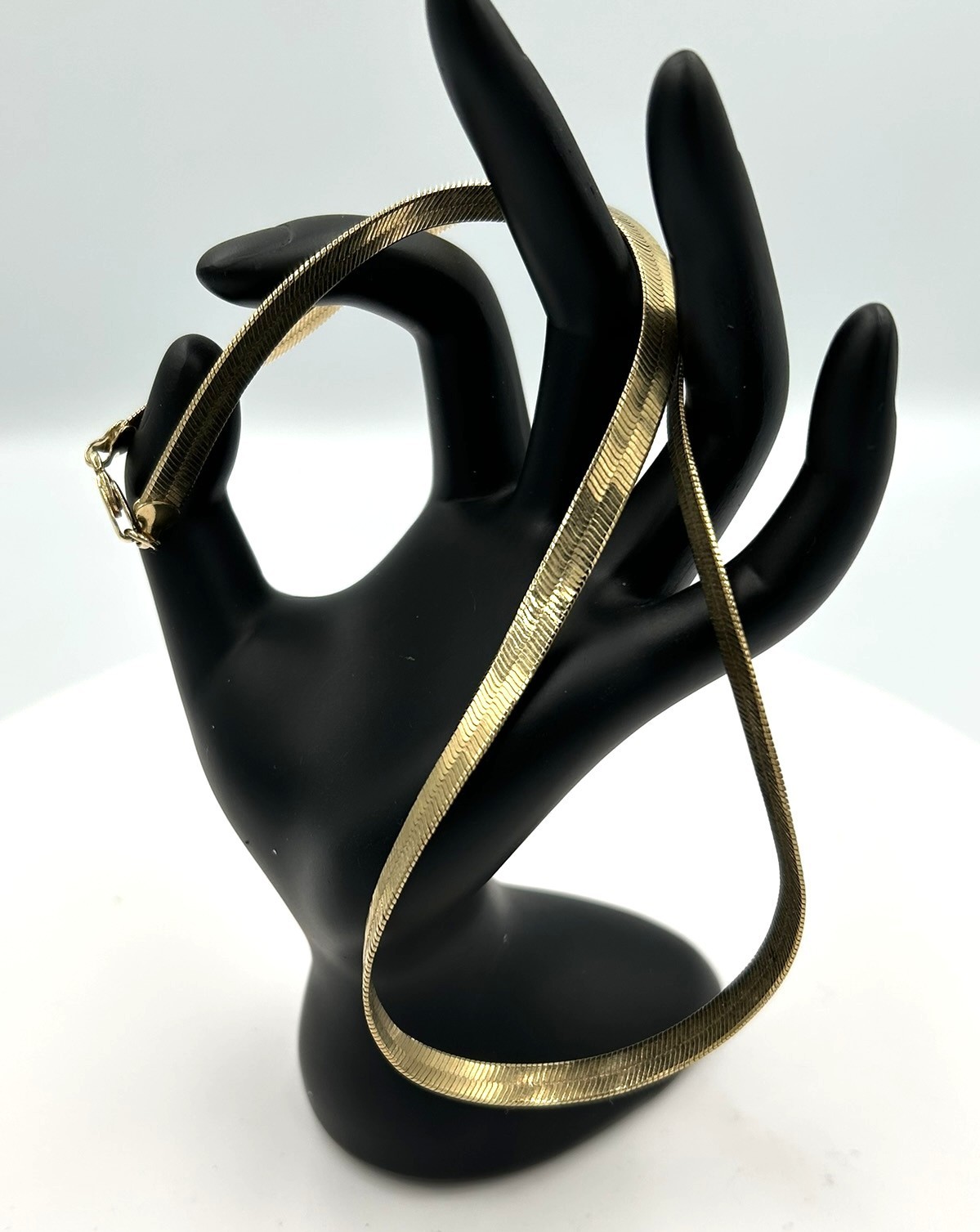 Herringbone Omega Flat Chain Necklace Sleek Lobster Claw Clasp Jewelry Gold Tone