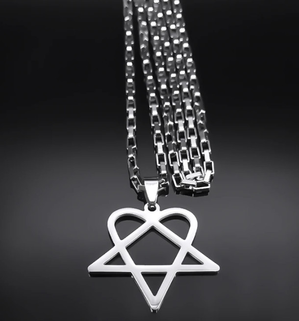 New Hip Hop Rock Music Him Heartagram Star Hear Pendant Necklace Stainless Steel
