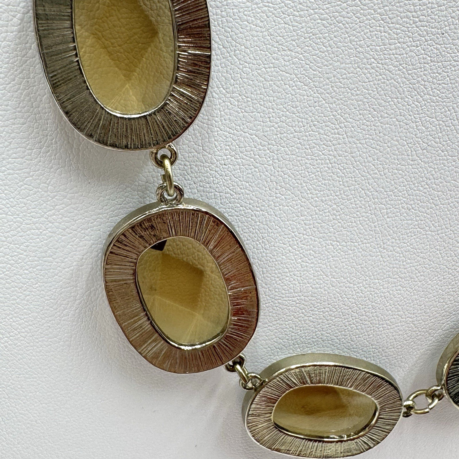 Banana Republic Statement Necklace Large Acrylic Faceted Amber Color Beads 23.5″
