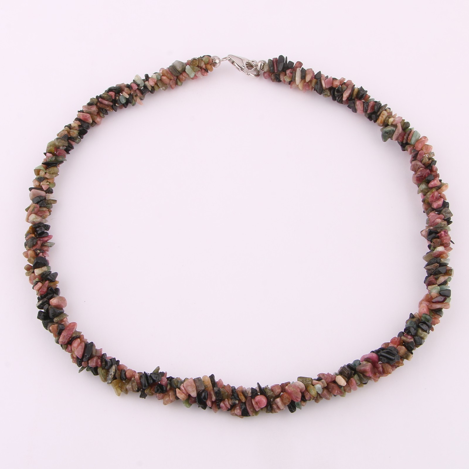 Natural Multi Tourmaline Uncut Chip Necklace 46cm 925 Sterling Silver Rhodium