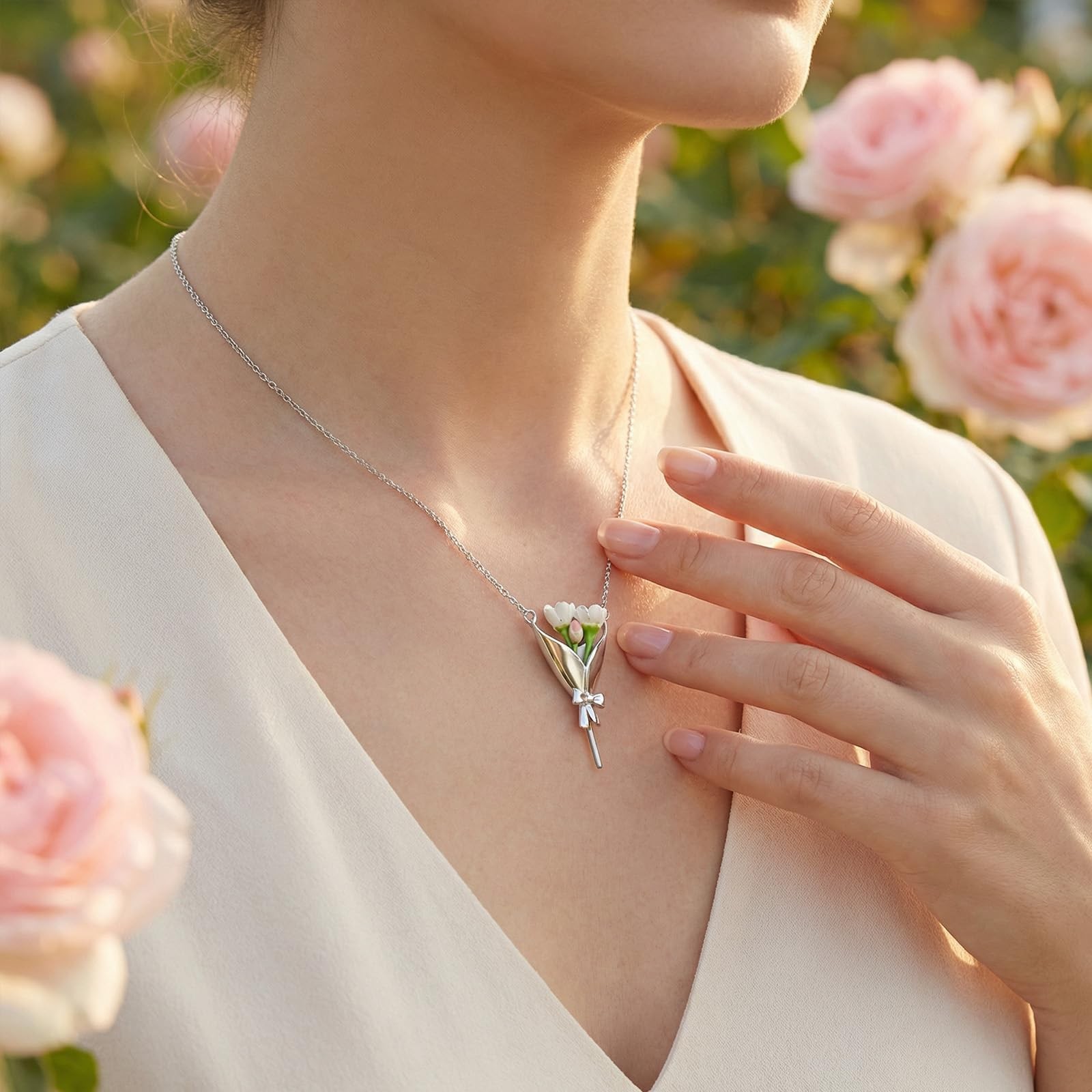 Flower Holder Necklace for Women Flower Vase Pendant Floral Keepsake Jewelry …