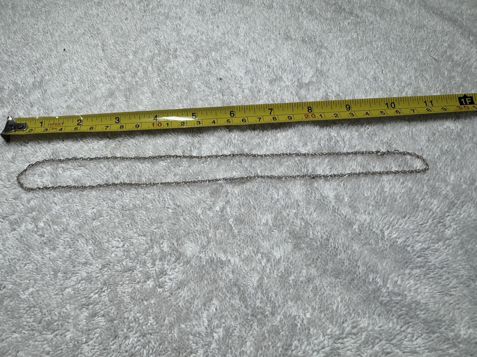 Antique 925Silver Rope Chain Necklace 18 in Metal, Spring Ring Closure, No Stone