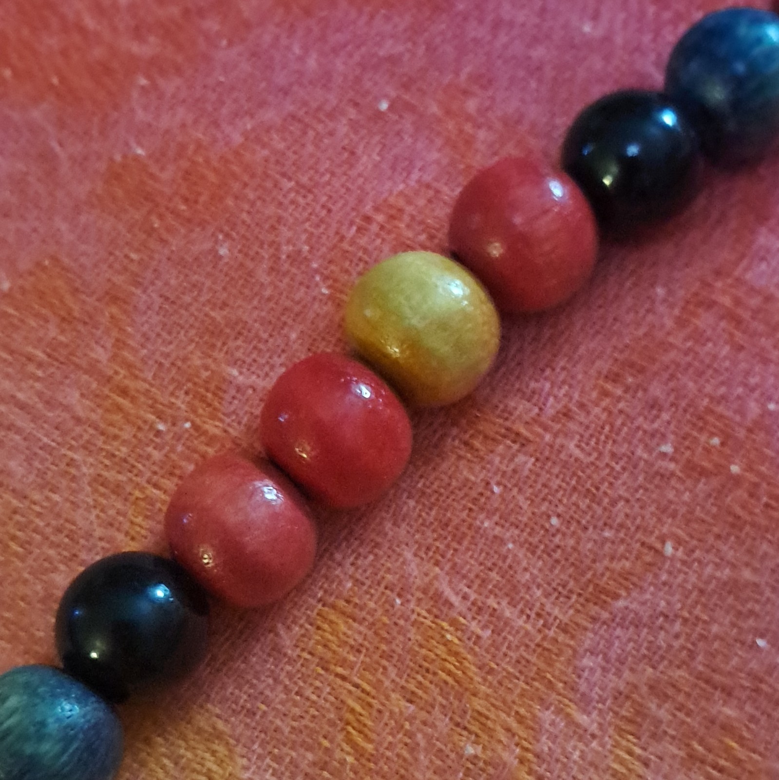 Multicolor Wood Beaded Necklace Strand, Bead Chain, No Stone