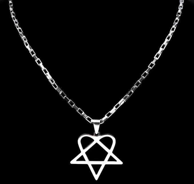 New Hip Hop Rock Music Him Heartagram Star Hear Pendant Necklace Stainless Steel