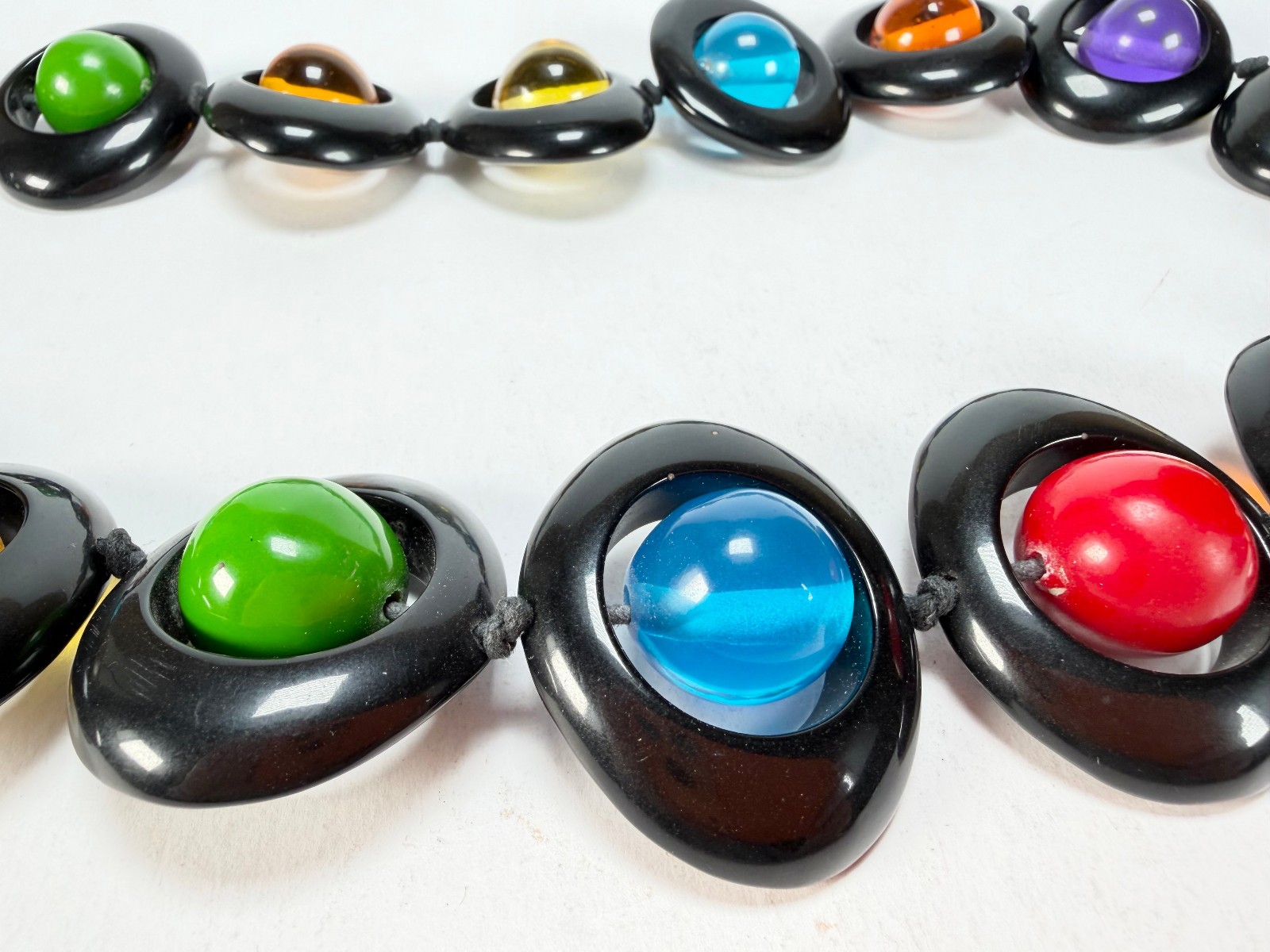 Jackie Brazil Saturn Black Transparent Summer Mix Disc / Ball Long 75cm Necklace