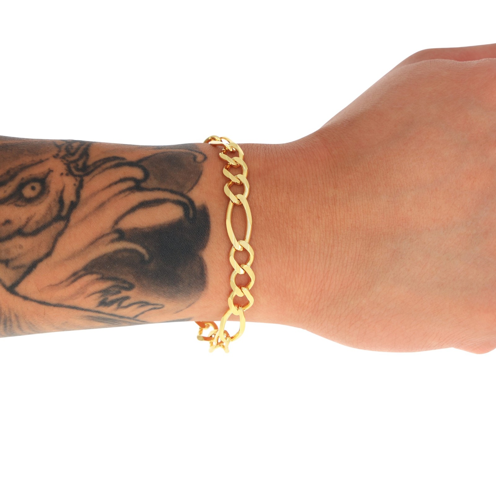 10K Yellow Gold Solid 2.75mm- 9.5mm Figaro Link Chain Bracelet Mens Womens 7″-9″