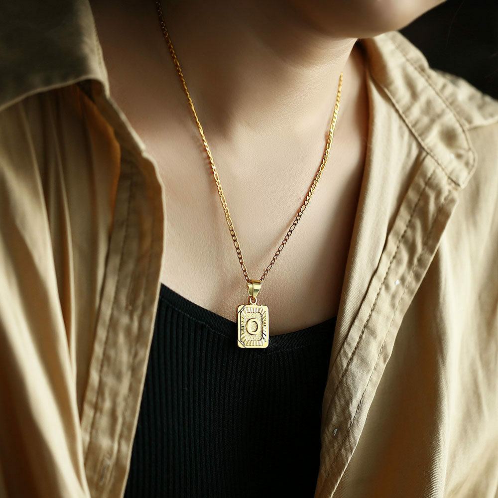 Womens Mens Gold Filled A-Z Pendant Necklace Choker Stainless Steel Multi Chains