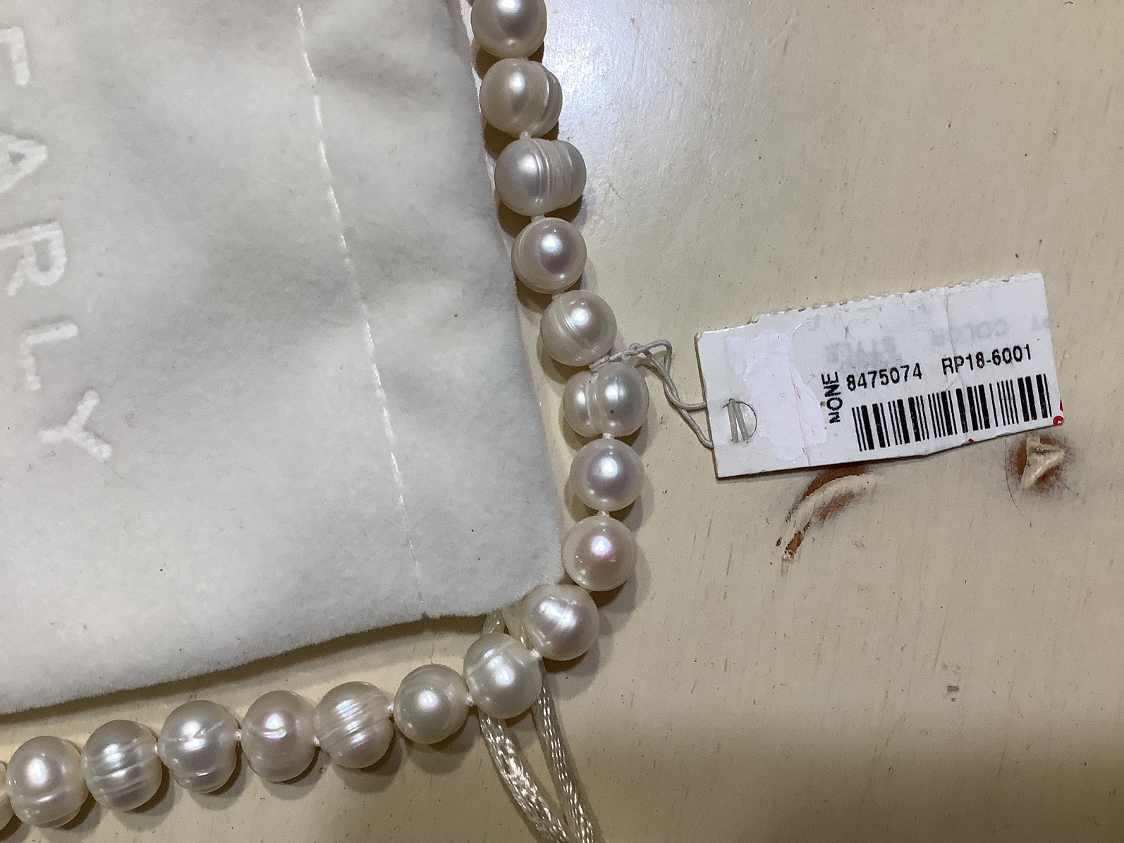 Pearly Girls PearlNecklace W/Red Pendant, Sterling Clasp, 18”, NWT
