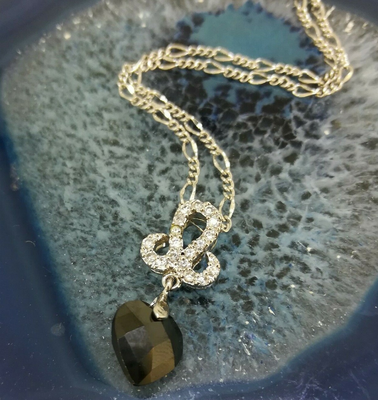 Elegant 925 Sterling Silver SF Heart CZ Pendant Necklace Gift Woman N-A857