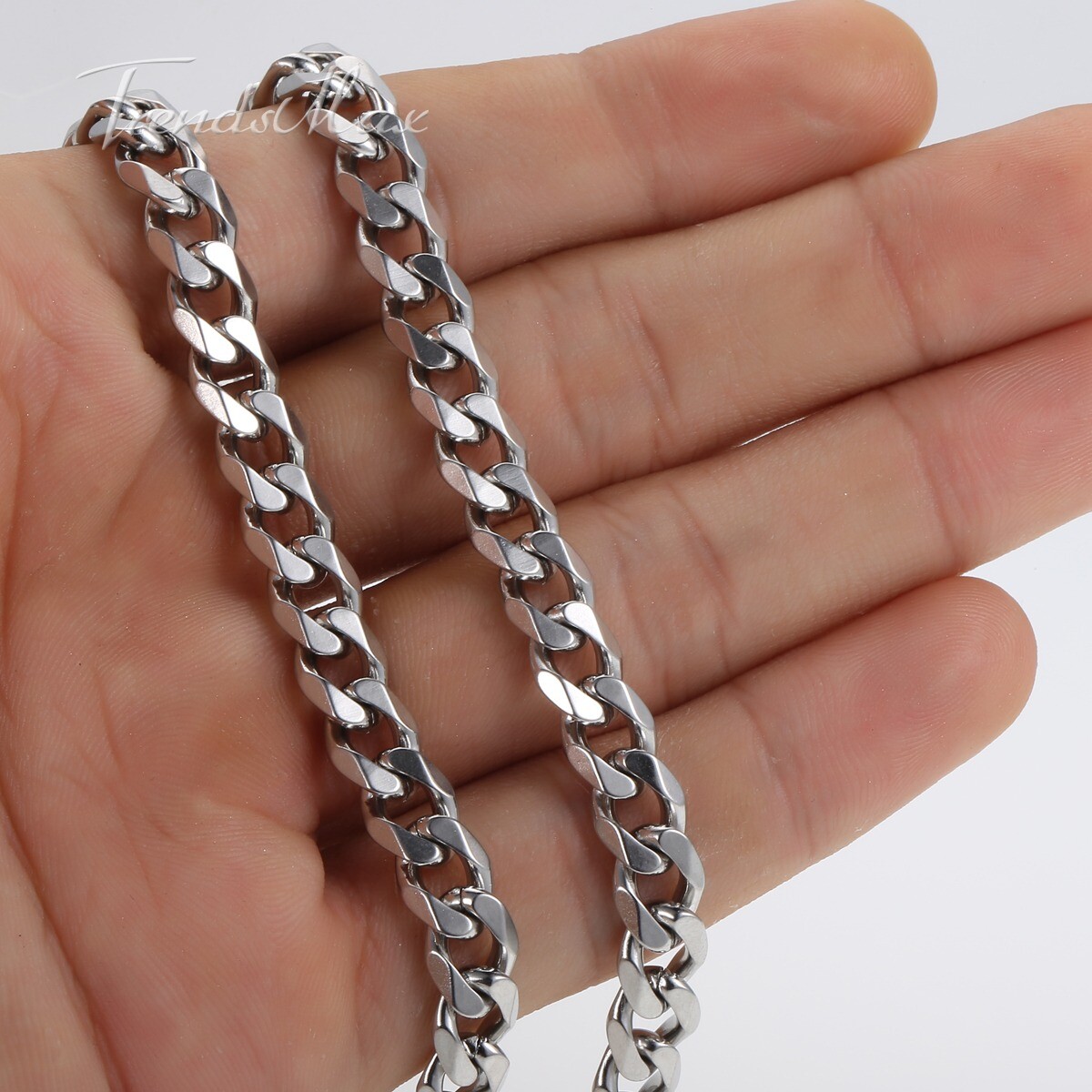 3/5/7mm 7-36″ Silver Stainless Steel Cuban Curb Chain Necklace Bracelet Hot Sale