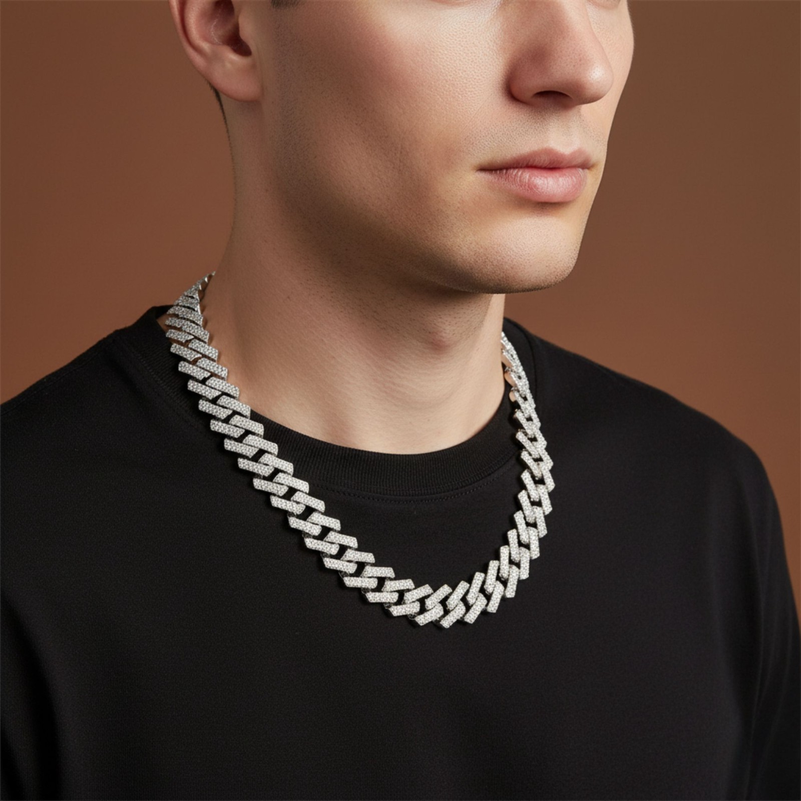19mm Miami Iced Out Cuban Link Curb Chain Gold & Silver Necklace; Men Women Gift