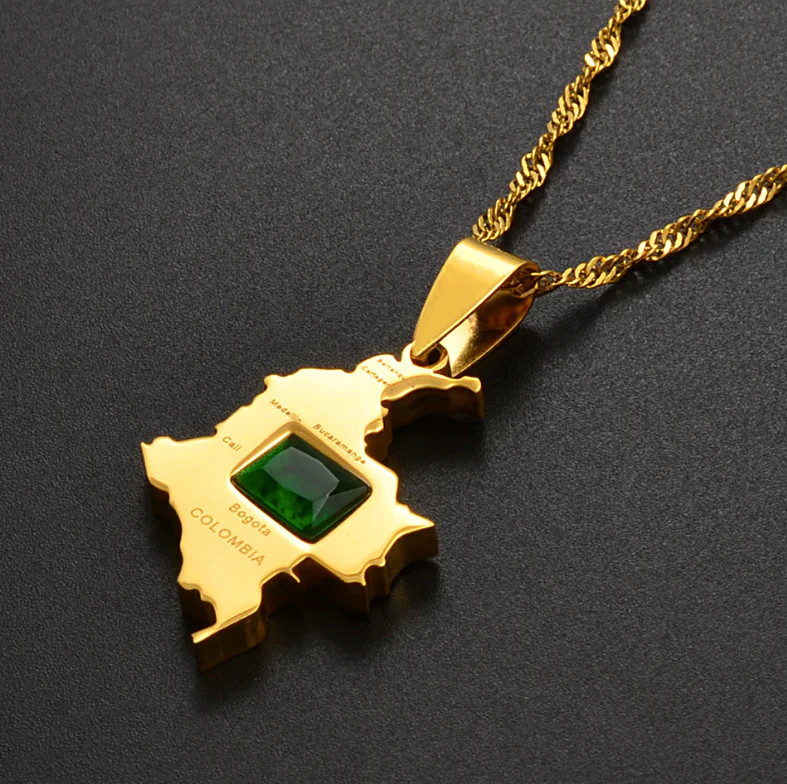 Colombia Map Pendant Necklace