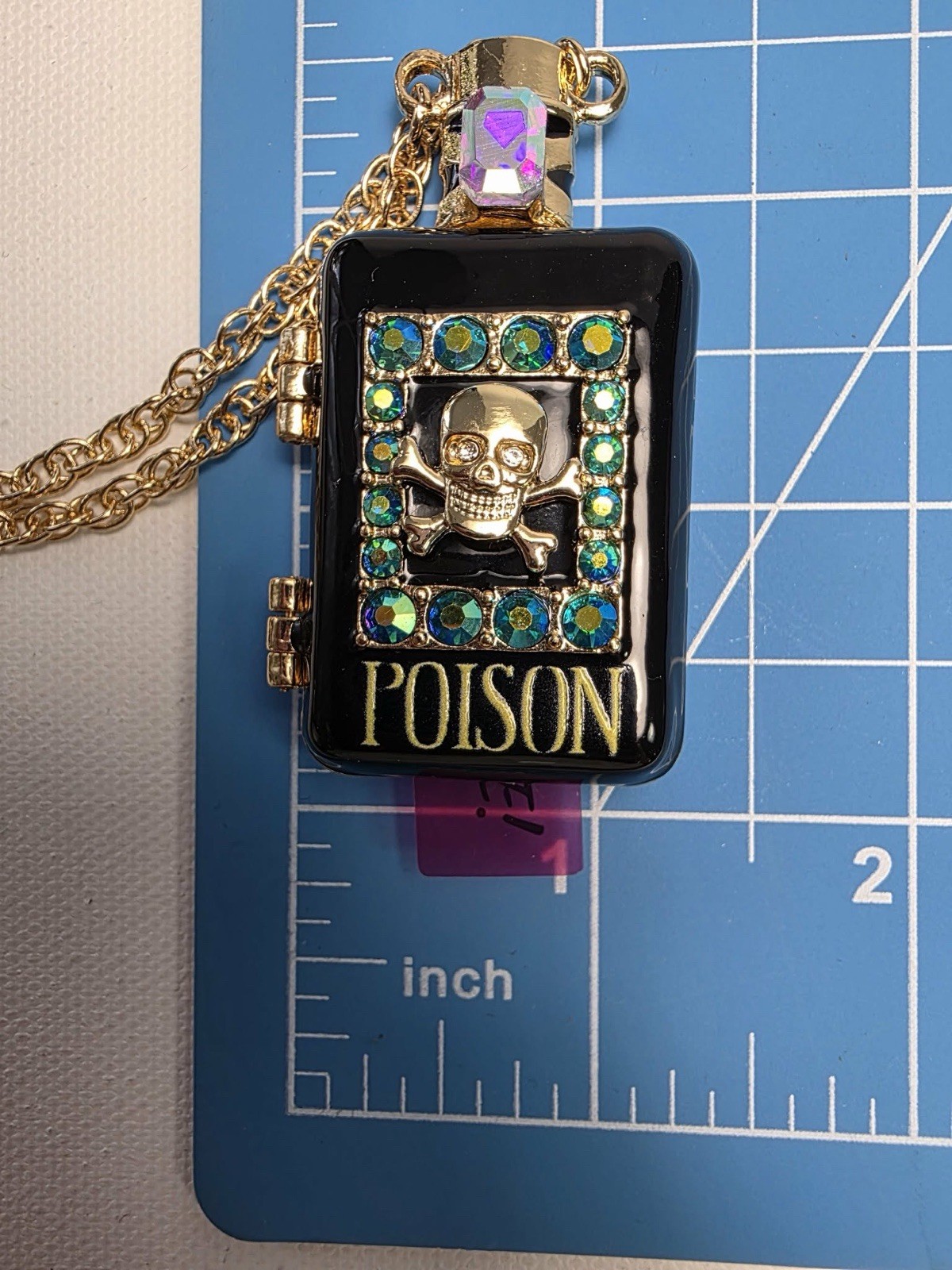 Halloween Betsey Johnson Long Pendant Poison Bottle Necklace Locket Snake NWT