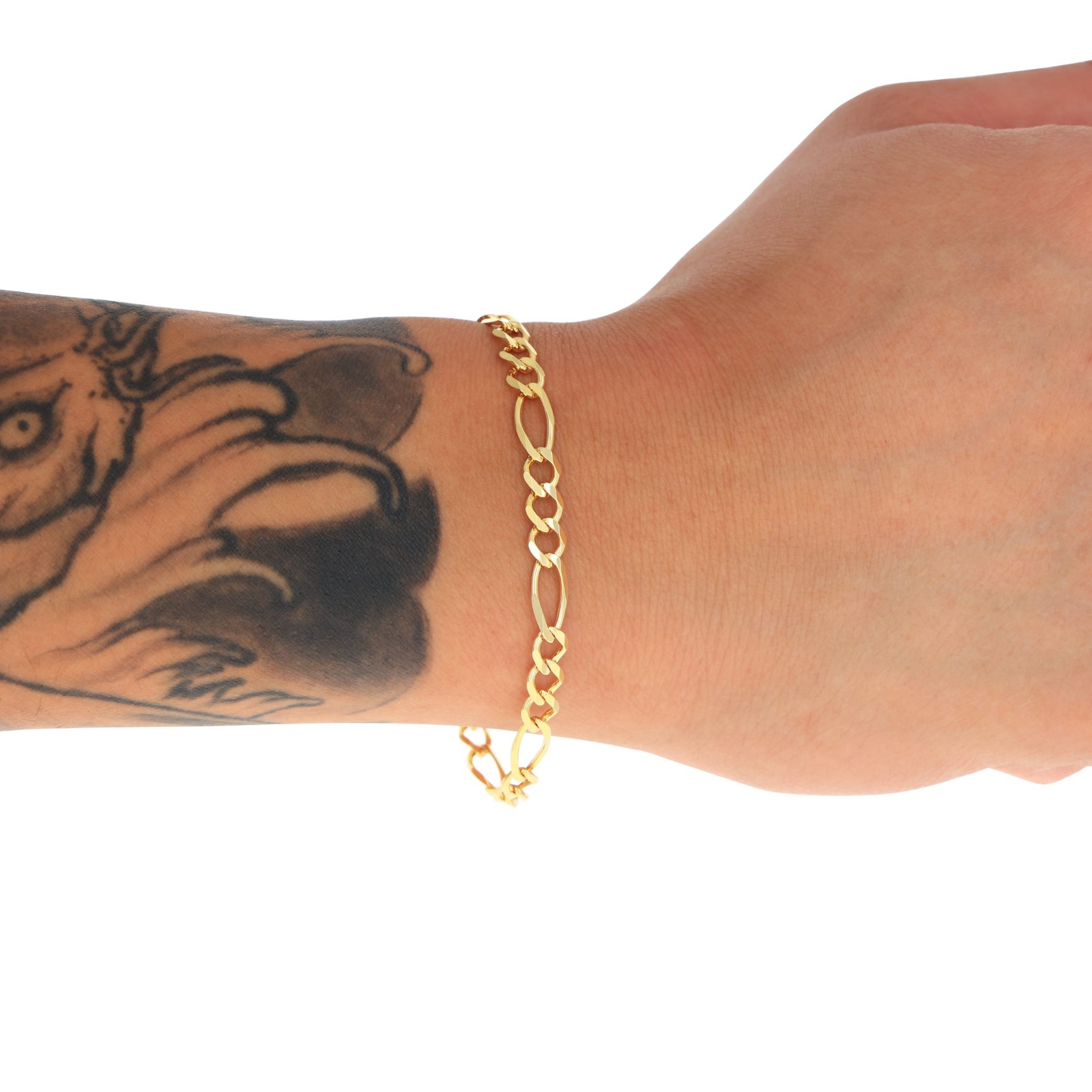 10K Yellow Gold Solid 2.75mm- 9.5mm Figaro Link Chain Bracelet Mens Womens 7″-9″