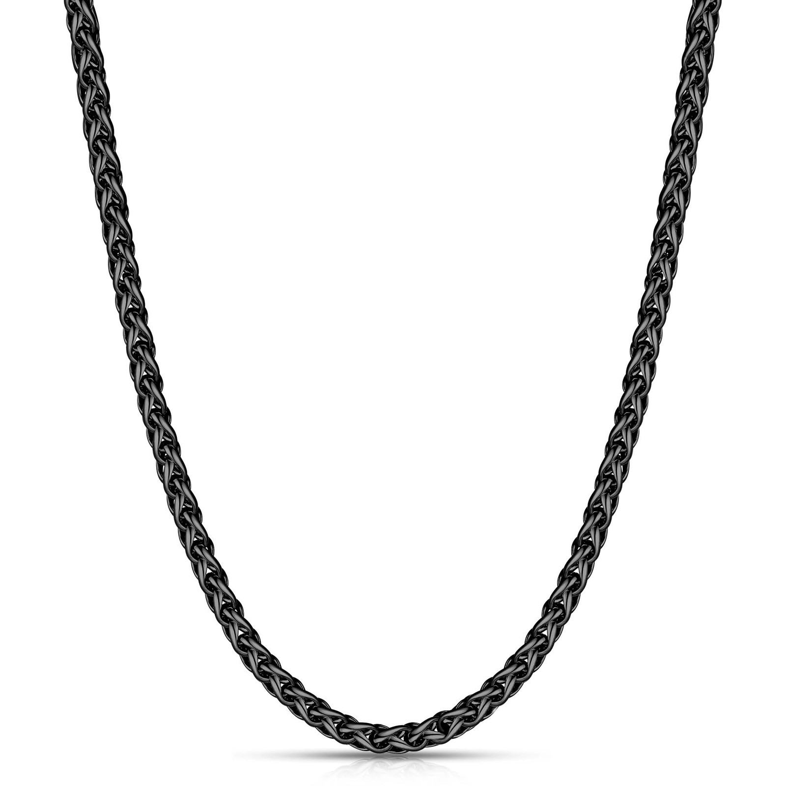 Black Wheat Chains for Men and Women, 2.5mm Stainless Steel Necklace Chains, …
