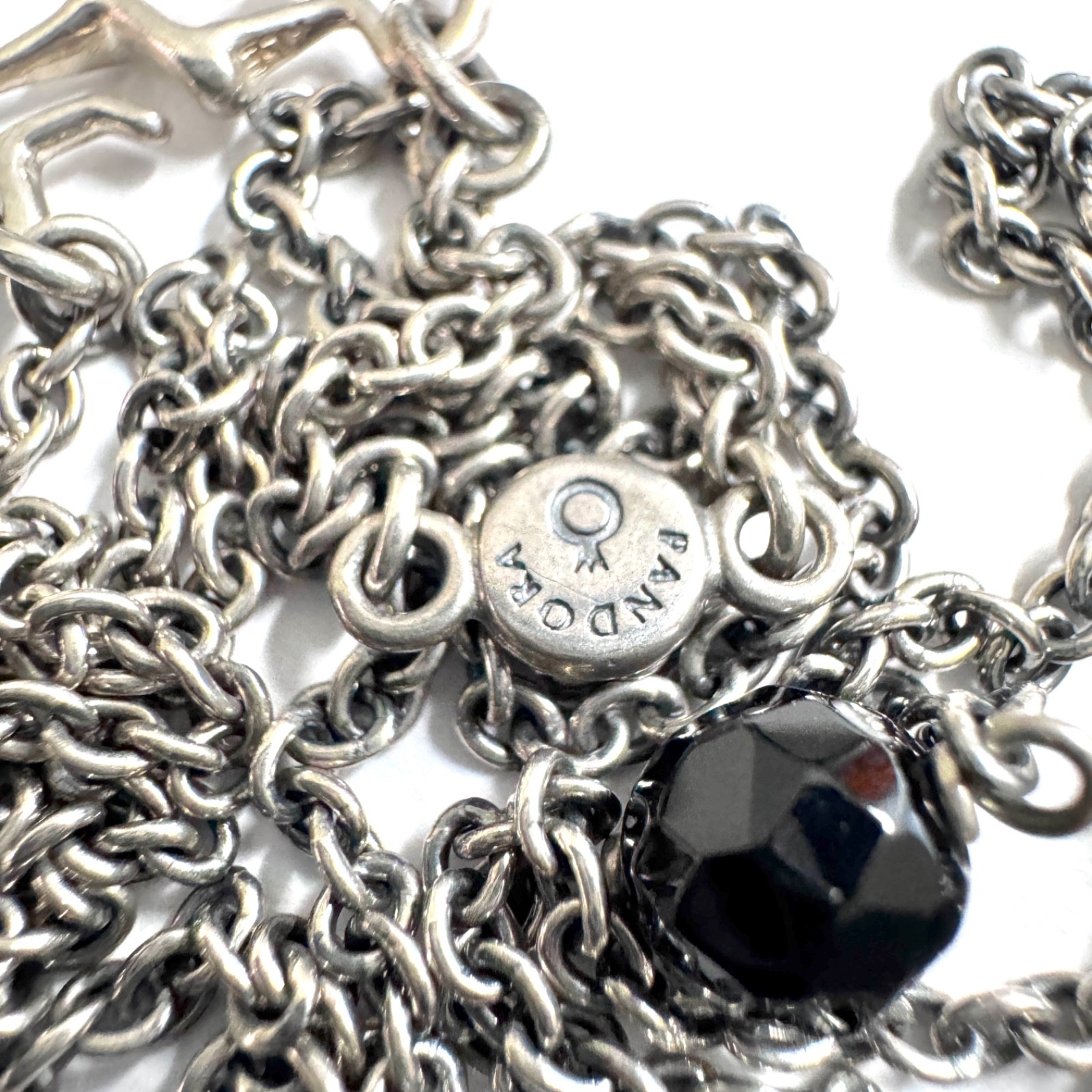 Pandora RARE and Beautiful Onyx Stones Toggle Necklace With S Hook
