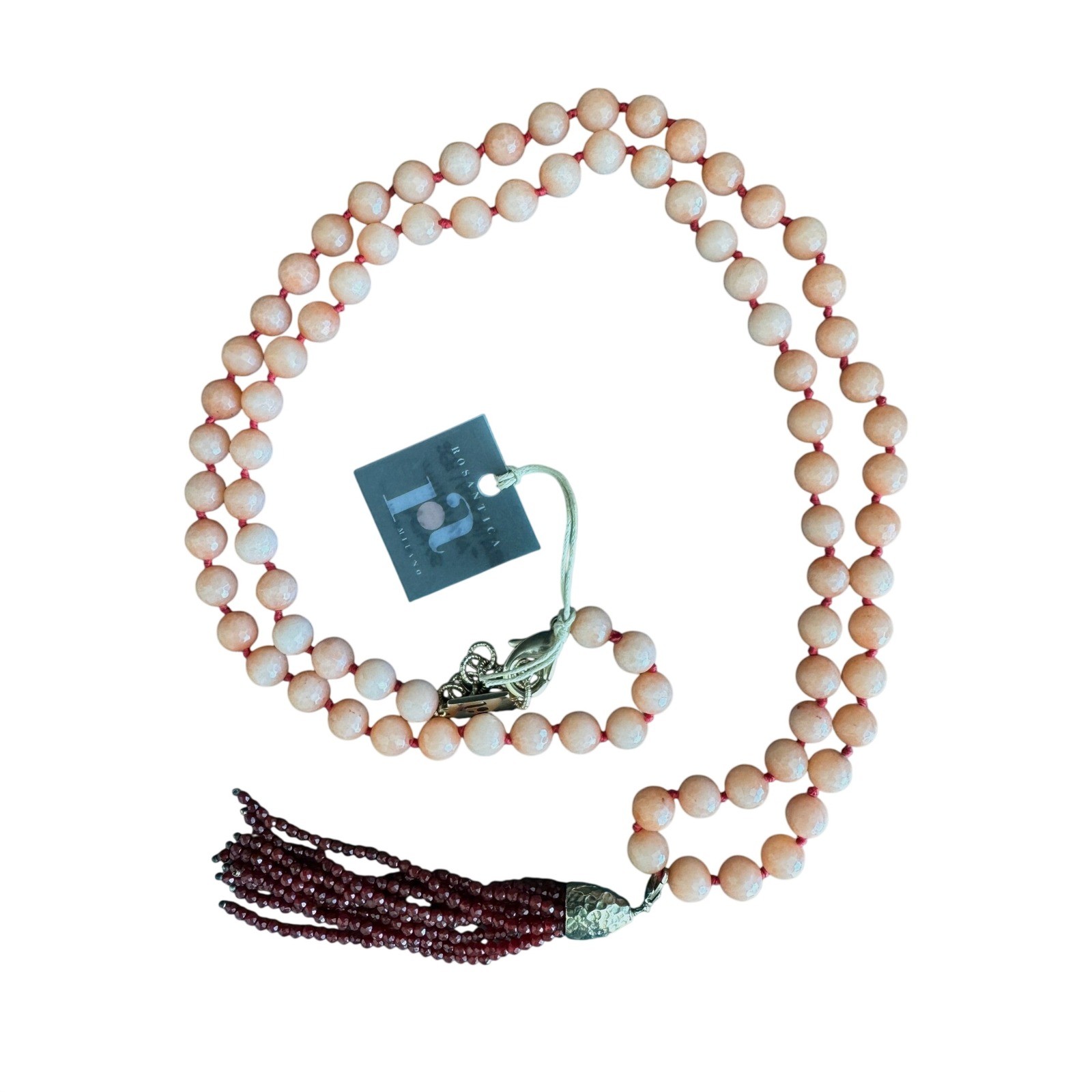 Rosantica Milano Tassel Necklace Women OS Peach Ruby Agate Himalaya NWT