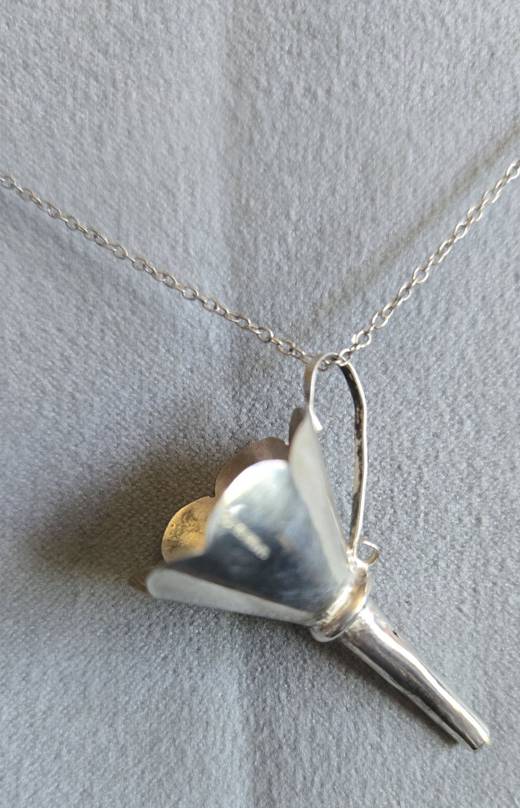 925 Sterling Silver Vintage Perfume Bottle Funnel Necklace on Cable Chain