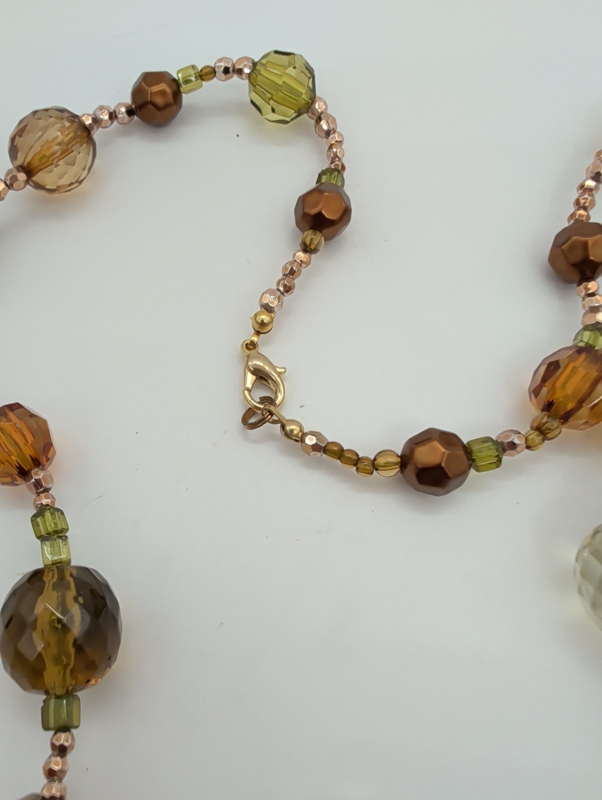 Coldwater Creek Boho Acrylic Sage Amber Single Strand Long Necklace 43 inches