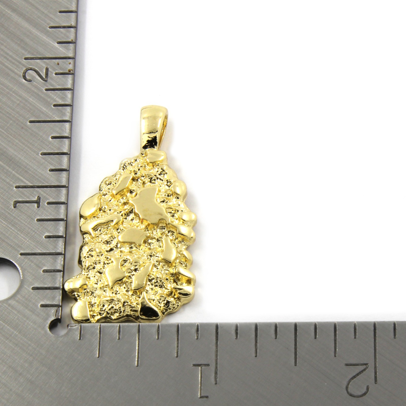 Mens 14K Gold Plated Nugget Pendant Hip-Hop 5mm/24″ Figaro Chain