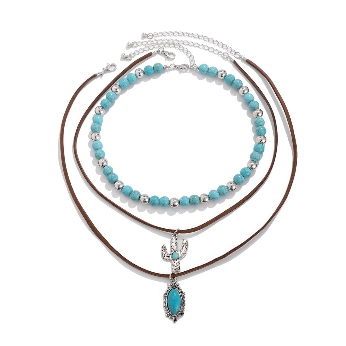 CSIYANJRY99 Layered Western Necklaces for Women Medium, Turquoise/Silver